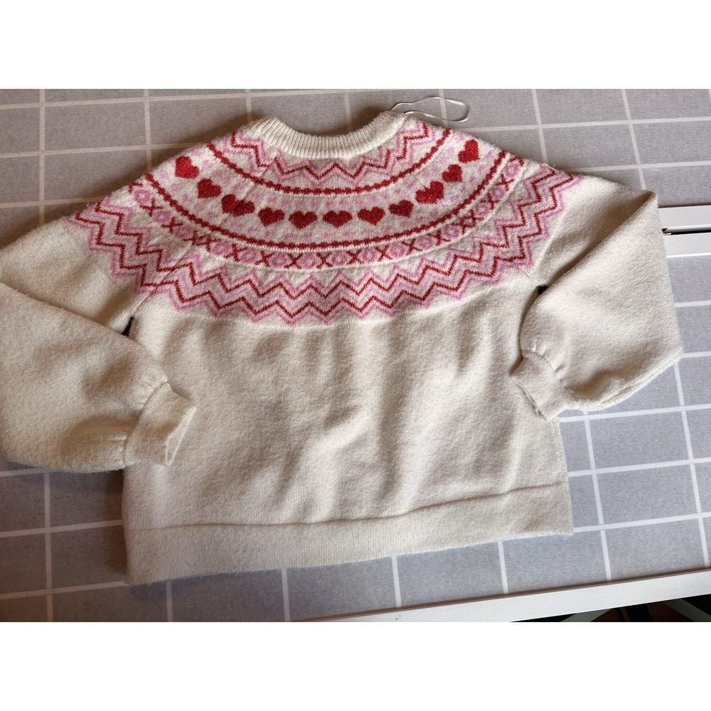 XS Heart‎ Fairlsle Sweetheart Neckline Dainty Feminine Coquette Sweater Cardigan - Picture 4 of 6